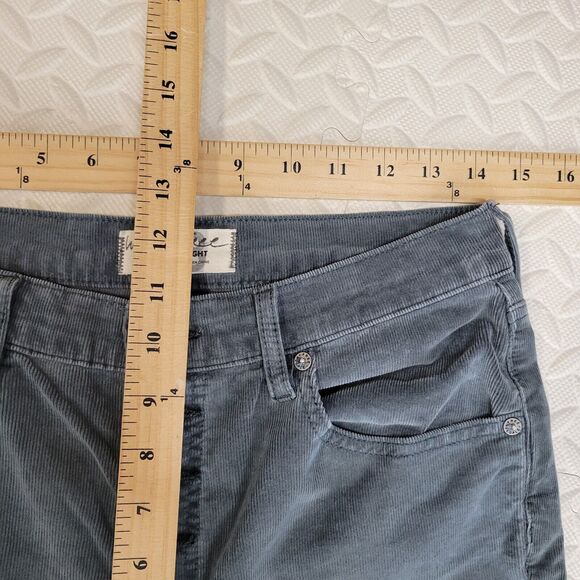 Free people Corduroy Jeans Womens 28 Morning Waves Blue Exposed Button Fly Ankle - Picture 8 of 11